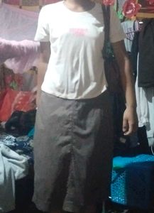 Brown A Line, Knee Length Skirt, Midi Skirt