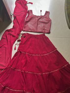 LEHENGA CHOLI WITH DUPATTA &amp; CROP TOP