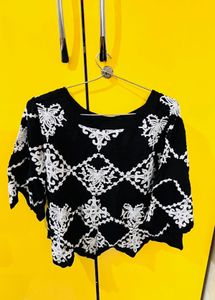 Elegant Black Embroidered Top