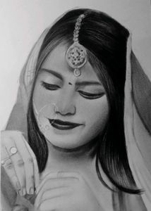 Pencil Portrait of a Bride