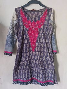 White And Purple Colour Kurti
