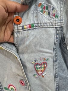 Denim Dress with Patches