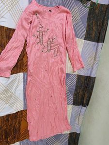 Peach Embroidered Kurta