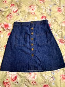 Denim A-Line Button Skirt