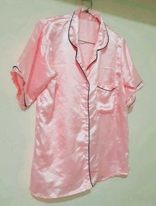 Pink Satin Shirt