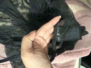 Black Lace Bra Thong Body