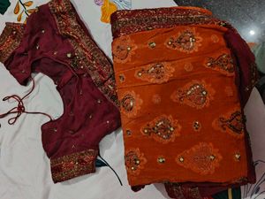 Embroidered georgette saree