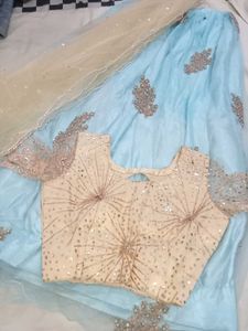 Elegant Sky Blue Lehenga Choli Set