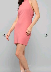 Coral Halter Bodycon Dress