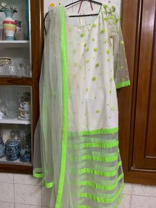 White Suit With Dupatta Absolutely New With Price Is Negotiable Neon Green Sequins  Work