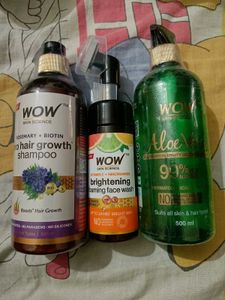 pack of 4, face wash, serum, aloe vera gel, shampo