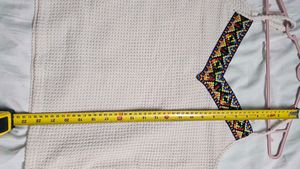 Embroidered Cream Tank Top