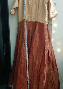 Golden &amp; Maroon Full Partywear Ethnic Gown (44&#34;)