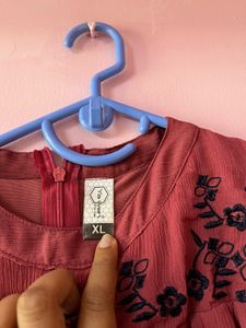 Floral Embroidered Top With Red Color Tunic Free