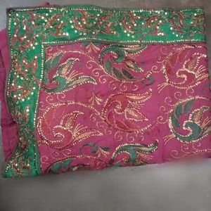 Elegant Maroon &amp; Green Saree