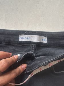 Distressed Black Denim Shorts