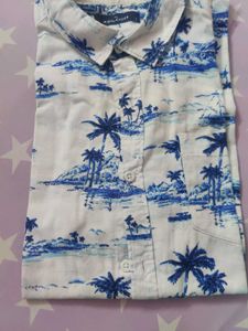 Island Print Button-Down Shirt