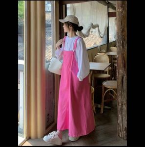 Pink Denim Jumper Dress
