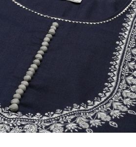 Cotton Zari Embroidery Kurta With Solid Pant And O