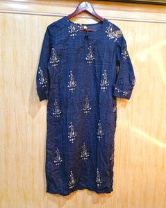 Ahika Blue Cotton Kurti (Women's)