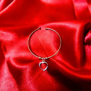 Heart Charm Bangle Bracelet Rose gold