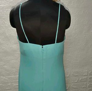 Elegant Aqua Maxi Dress + Freebie 2 Earings Set