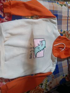 Hoodie Dinosaur Orange And White