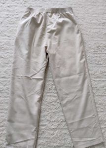 Beige Elastic Waist Pants