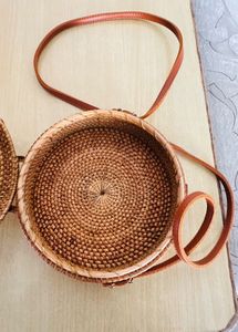 Rattan Round Crossbody Bag
