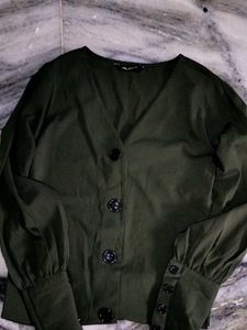 Green Button-Down Top