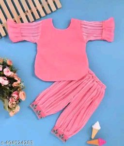 Cute Pink Embroidered Kids&#39; Outfit