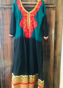 Beautiful Georgette Black And Green Anarkali