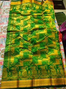 Beautiful Sequenced Brown And Green Fancy Saree