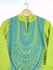 Global Desi Green with Blue Prints  Kurtis(Women&#39;s)