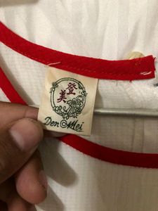 Red &amp; White Short Sleeve Dress