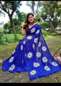 Hand-painted Khadi Cotton saree