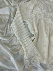 Lace Trim Knit Cardigan