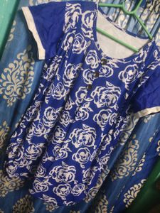 Blue Floral Print Top