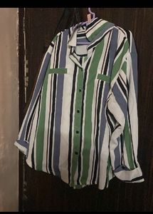 combo Striped Button-Up Top