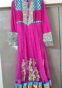Wedding Wear Pink &amp; Blue Anarkali Dress