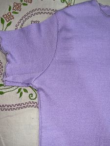 Lilac Ribbed Lettuce Edge Tee