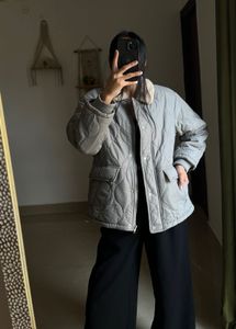 LUUL GREY FLEECE COLLAR PUFFER JACKET