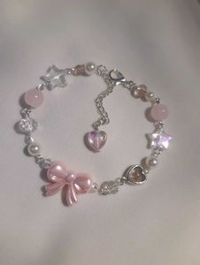 Pink Bow Beaded Bracelet