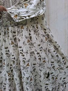 Floral Embroidered Ruffle Dress XL Size