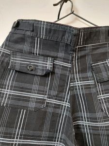 Jorts In Black cargo Check Pattern