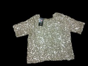 With Tag Sequin Embellished Branded Top