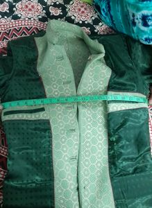 Jodhpuri Style Green Blazer With Cream Pant For Me