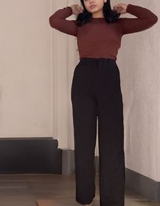 Brand New Brown Rib Full Sleeve Top