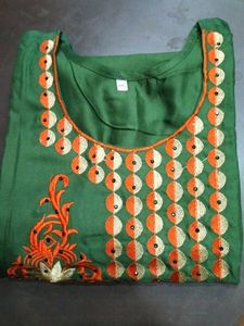Olive Green Embellished Kurti