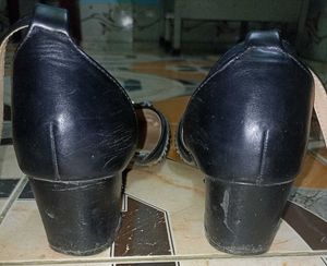 Black Embellished Ankle Strap Heels